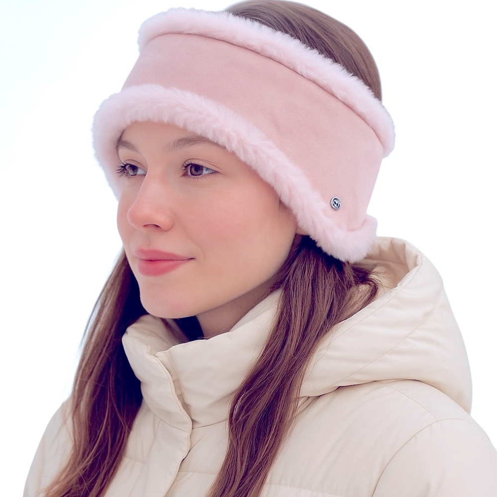 UGG Reversible Leather and Shearling Headband Ear Muff Brand New L/XL Pink - Picture 1 of 14